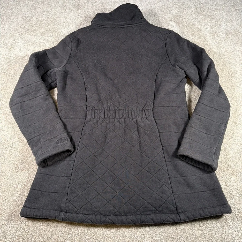 North Face Womens Caroluna Quilted Full Zip Jacket Medium Dark Gray Fleece Lined